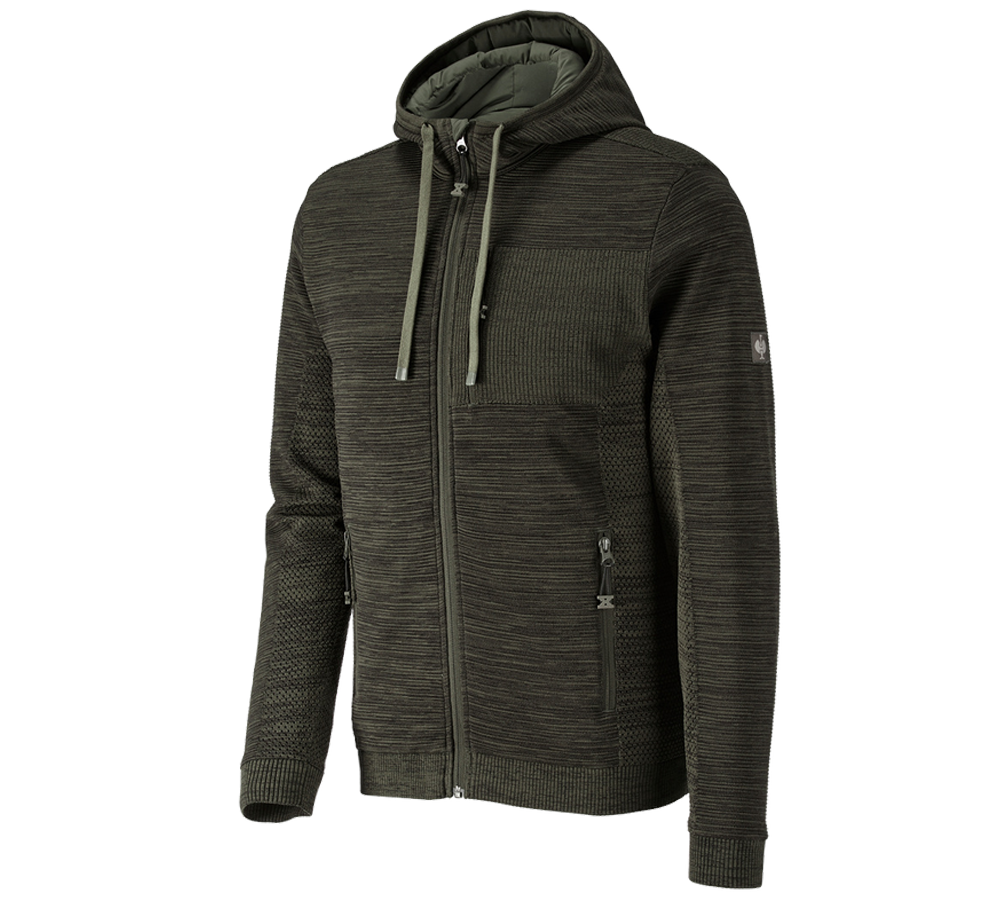 Work Jackets: Windbreaker hooded knitted jacket e.s.motion ten + disguisegreen melange