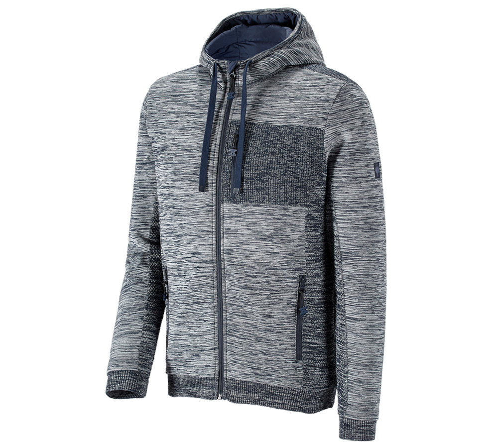 Work Jackets: Windbreaker hooded knitted jacket e.s.motion ten + slateblue melange