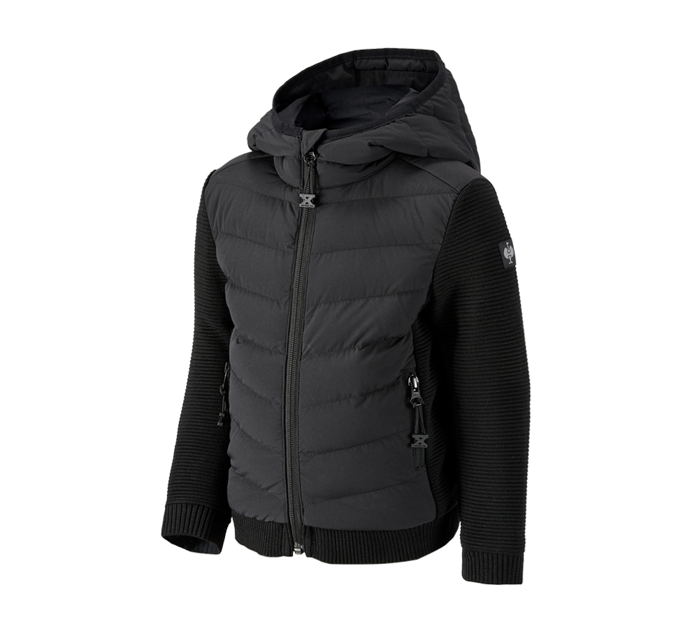 For the little ones: Hybrid hooded knitted jacket e.s.motion ten,child. + black
