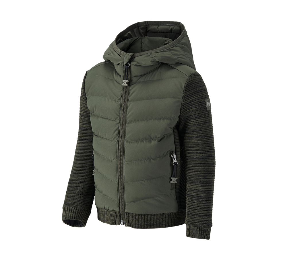 Jackets: Hybrid hooded knitted jacket e.s.motion ten,child. + disguisegreen melange