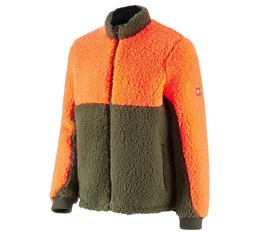 Work Jackets: e.s. Forestry faux fur jacket + high-vis orange/mudgreen