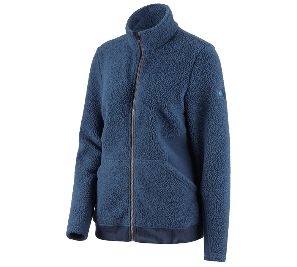 Work Jackets: Faux fur jacket e.s.vintage, ladies' + arcticblue