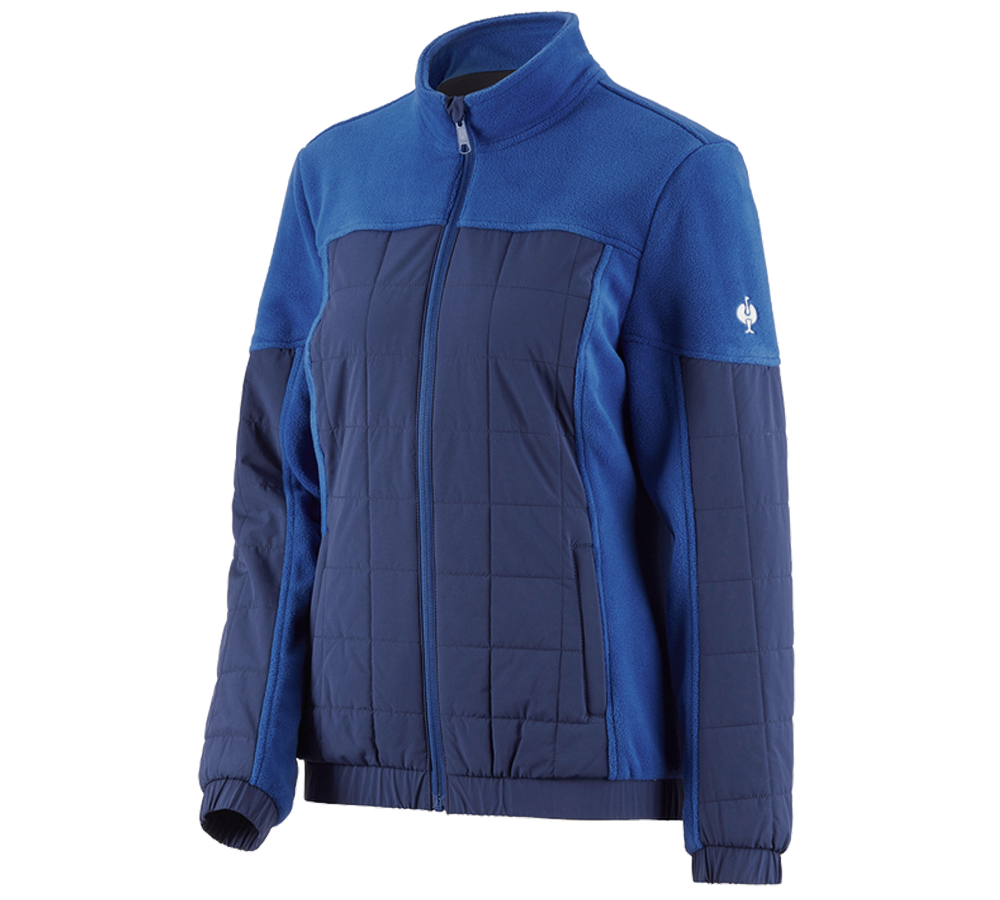 Work Jackets: Hybrid fleece jacket e.s.concrete, ladies' + alkaliblue/deepblue
