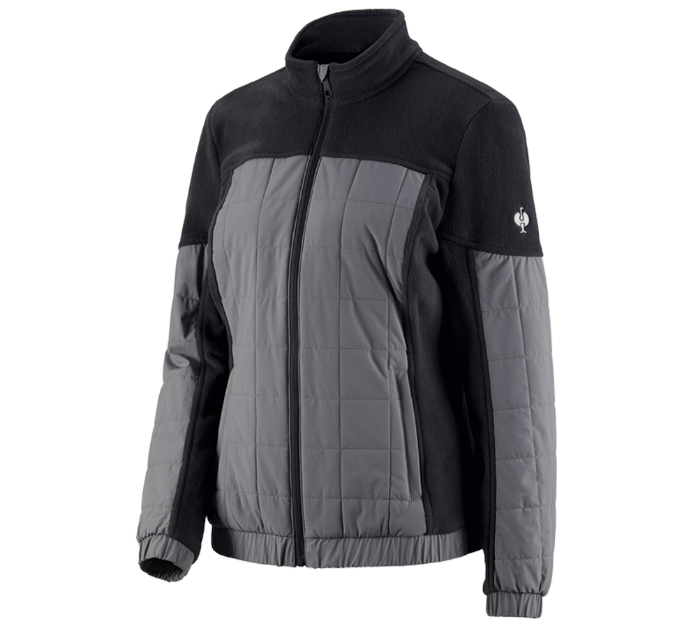 Work Jackets: Hybrid fleece jacket e.s.concrete, ladies' + black/basaltgrey