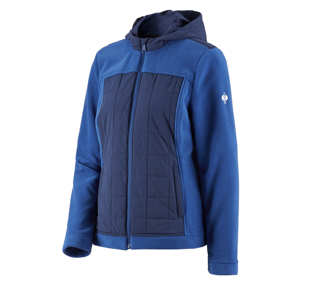 Work Jackets: Hybrid fleece hoody jacket e.s.concrete, ladies' + alkaliblue/deepblue