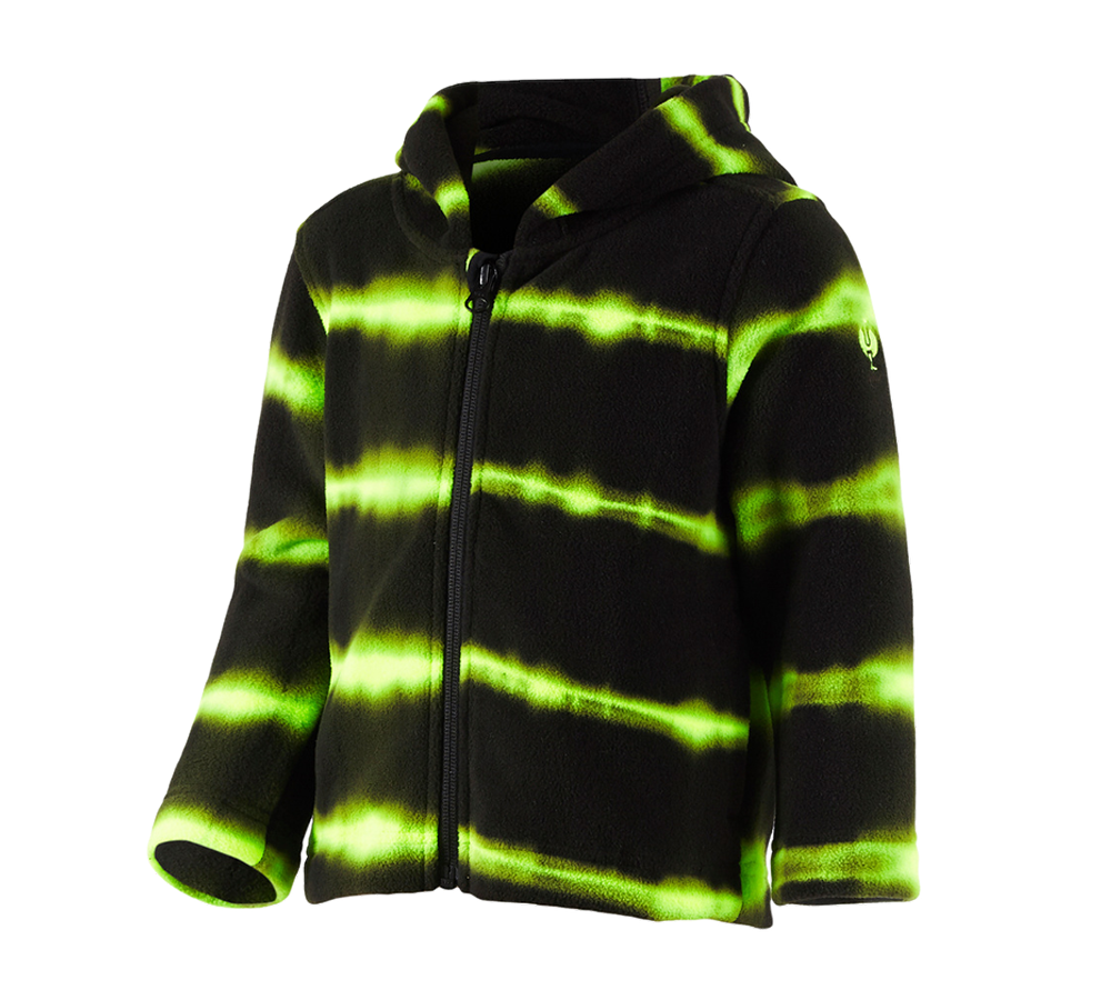 Jackets: Fleece hoody jacket tie-dye e.s.motion ten, child. + black/high-vis yellow