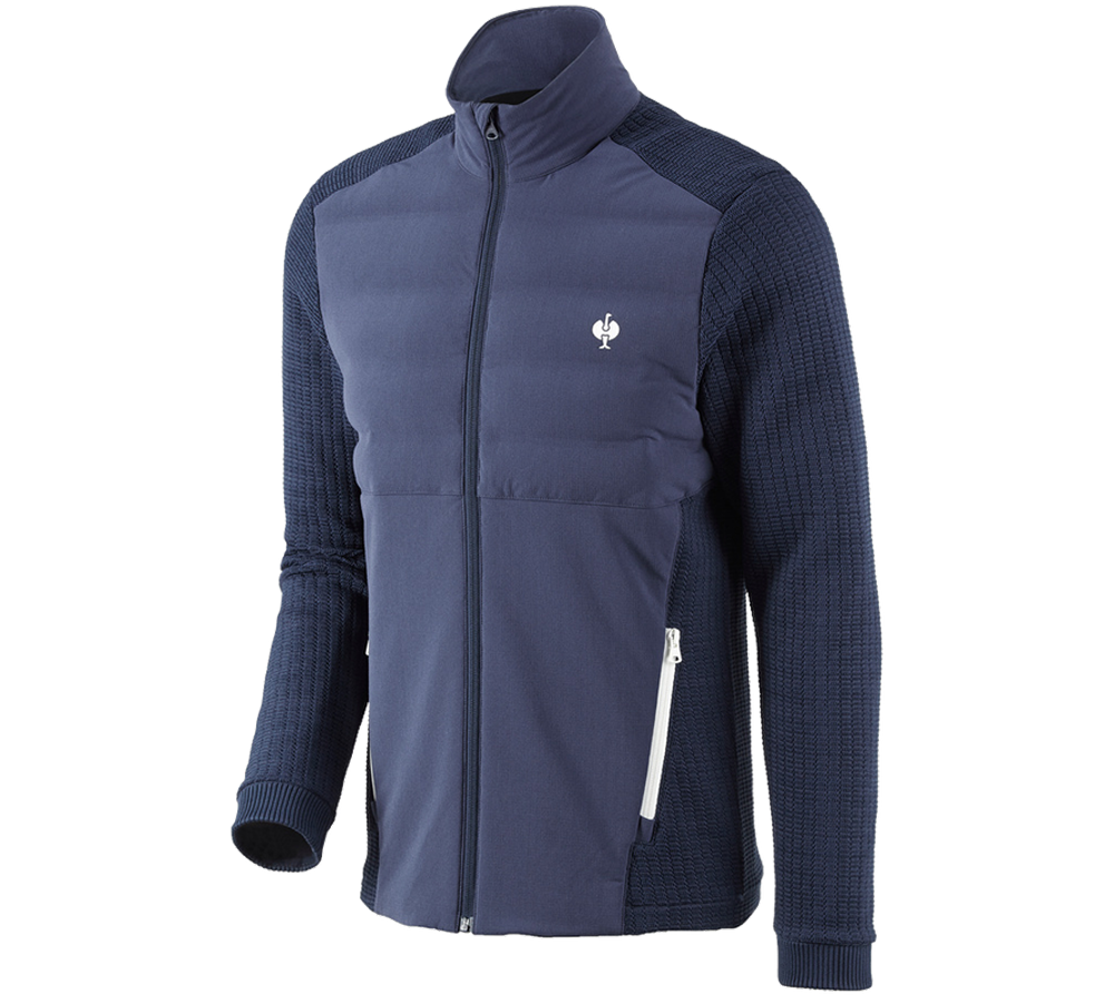 Vestes de travail: Veste en tricot hybride e.s.trail + bleu profond/blanc