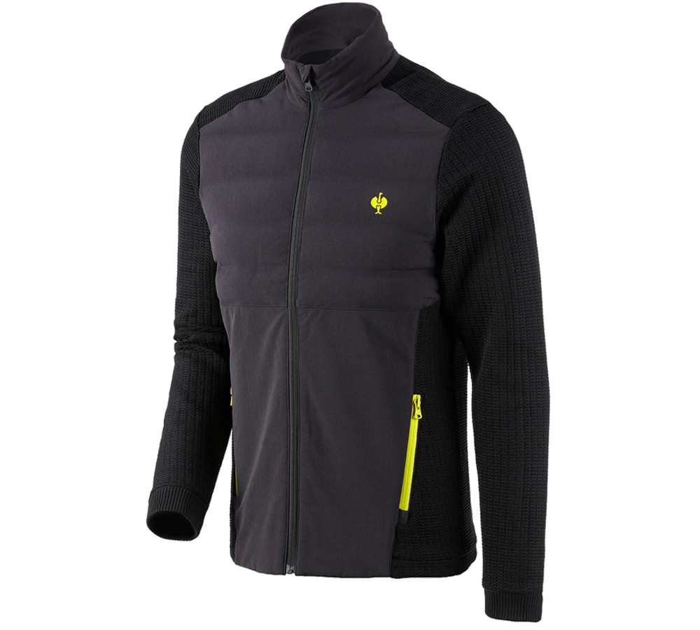 Vestes de travail: Veste en tricot hybride e.s.trail + noir/jaune acide