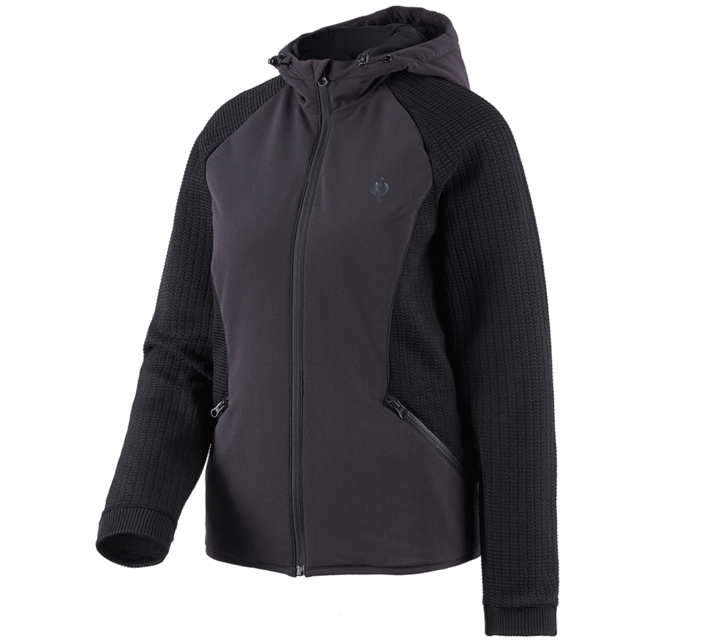 Work Jackets: Hybrid hooded knitted jacket e.s.trail, ladies' + black
