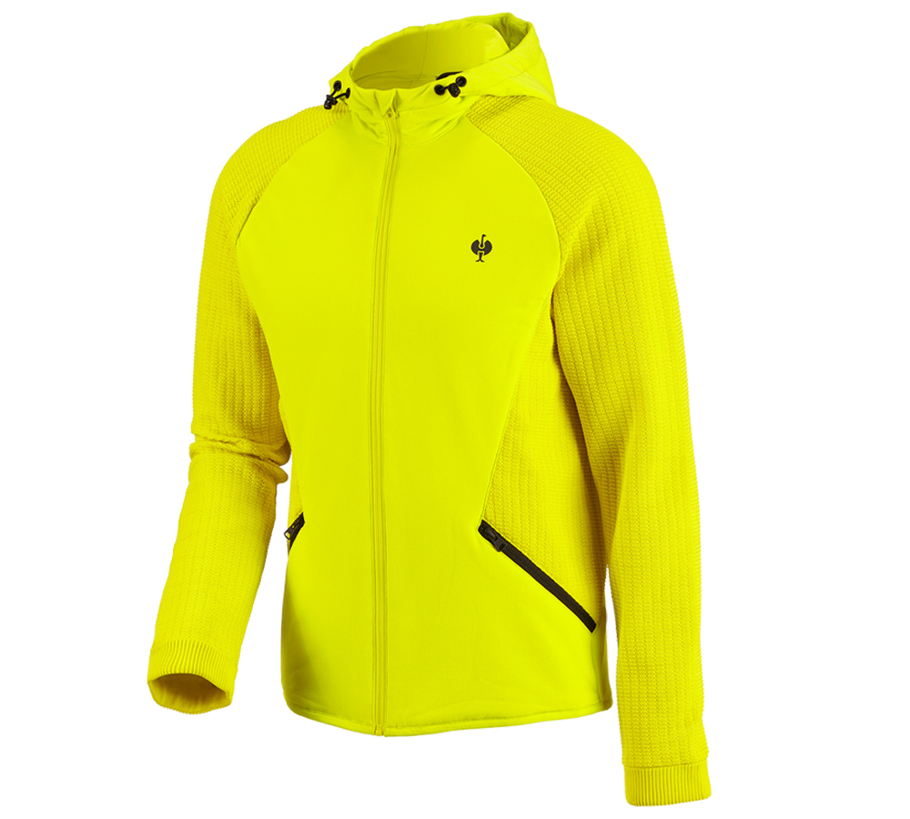 Work Jackets: Hybrid hooded knitted jacket e.s.trail + acid yellow/black