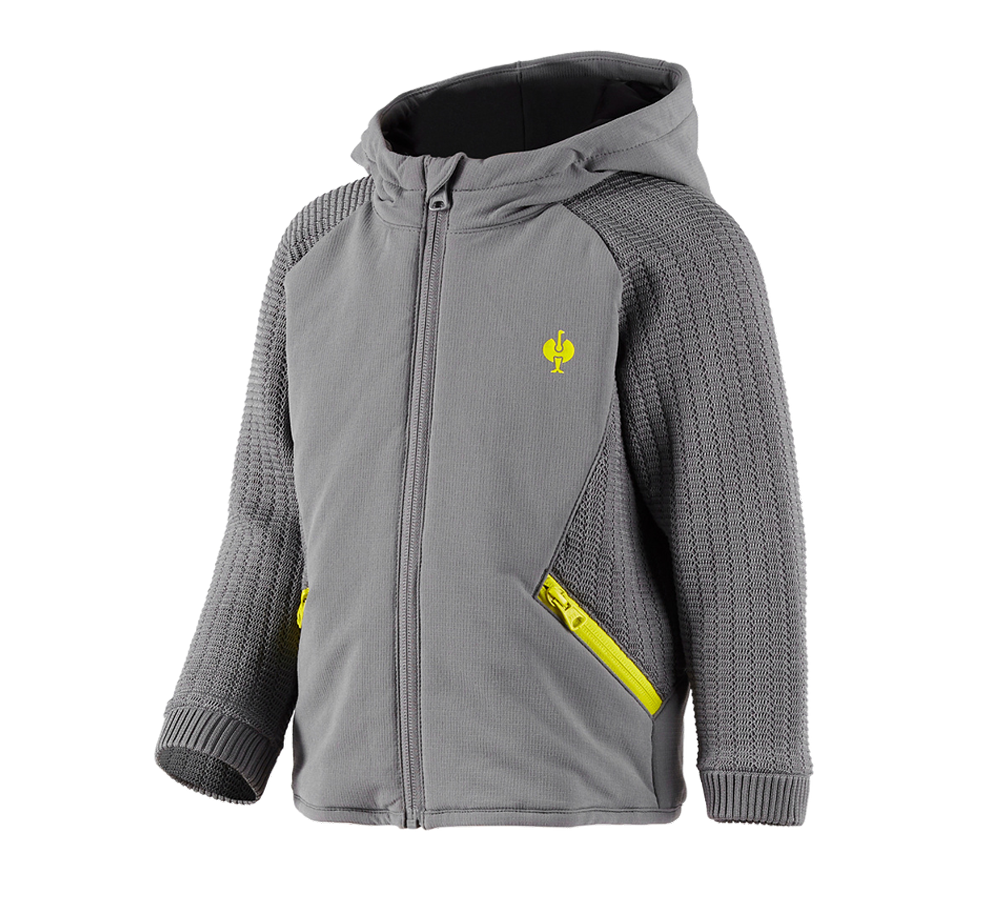 Jackets: Hybrid hooded knitted jacket e.s.trail, children's + basaltgrey/acid yellow