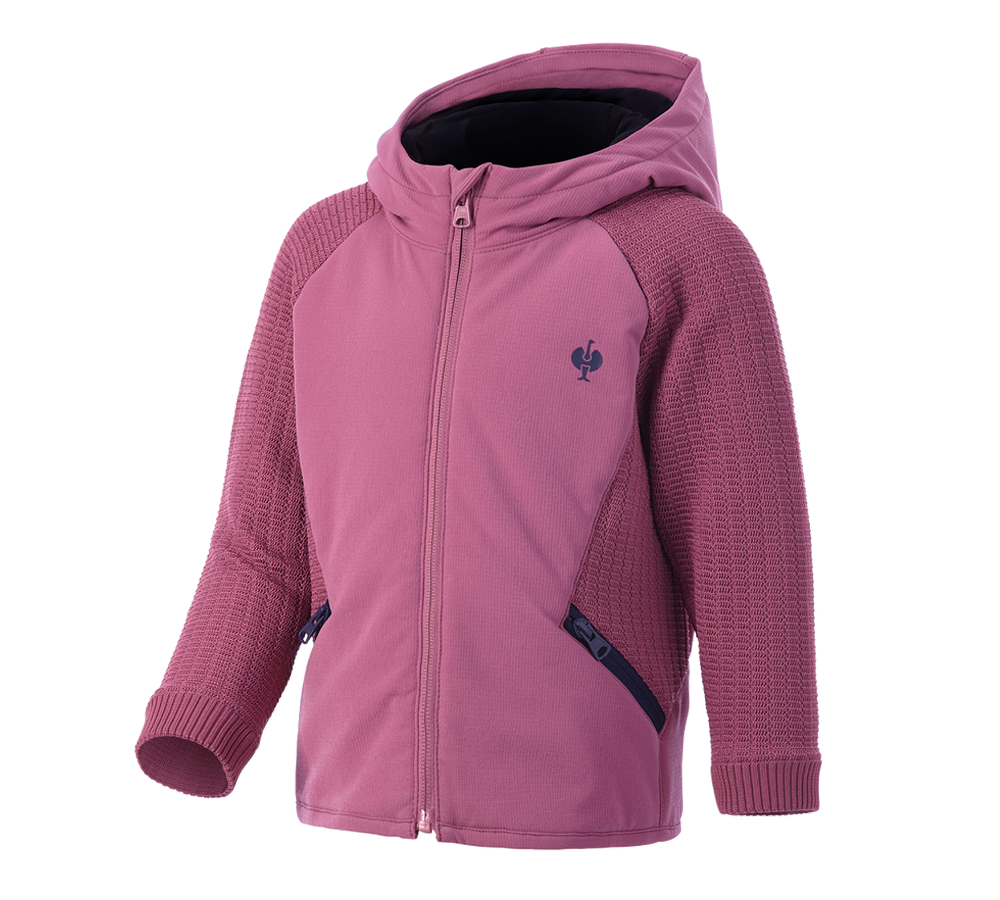 Vêtements: Veste en tricot à capuche hybride e.s.trail,enfant + rose tara/bleu profond