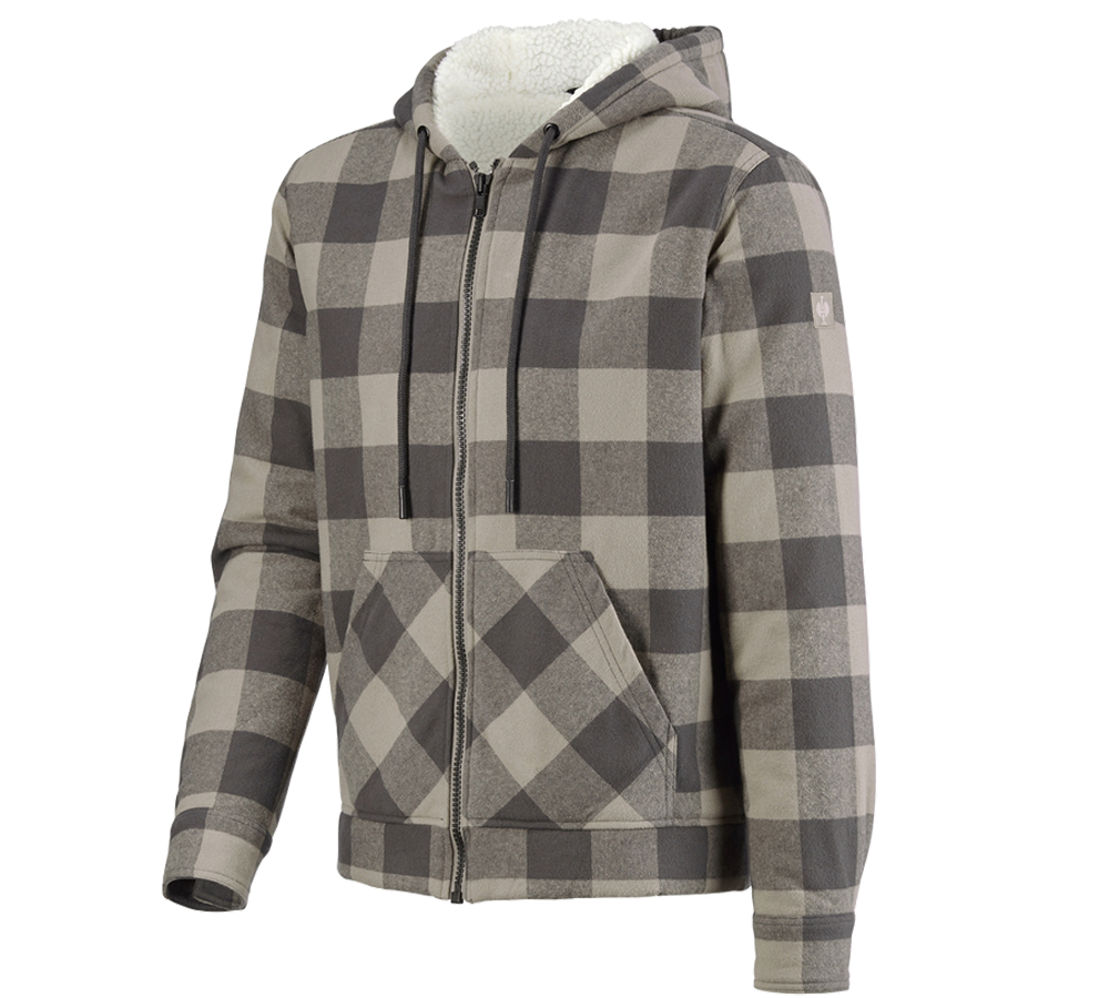 Work Jackets: Check-hooded jacket e.s.iconic + dolphingrey/carbongrey