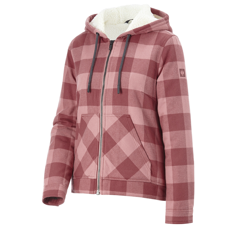 Topics: Check-hooded jacket e.s.iconic, ladies' + quartz pink/oxidred