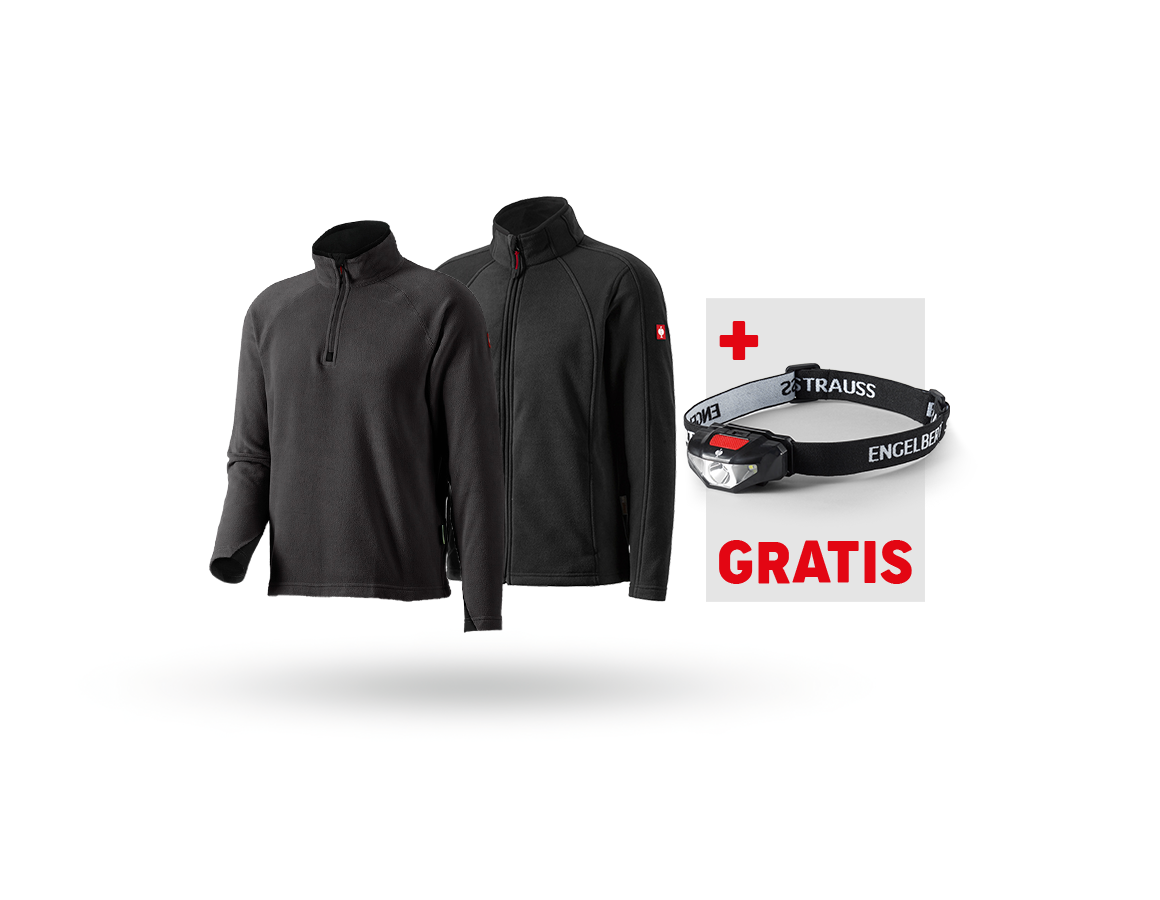 Bekleidung: SET:Microfleece Troyer+ Microfleece Jacke dryplexx + schwarz