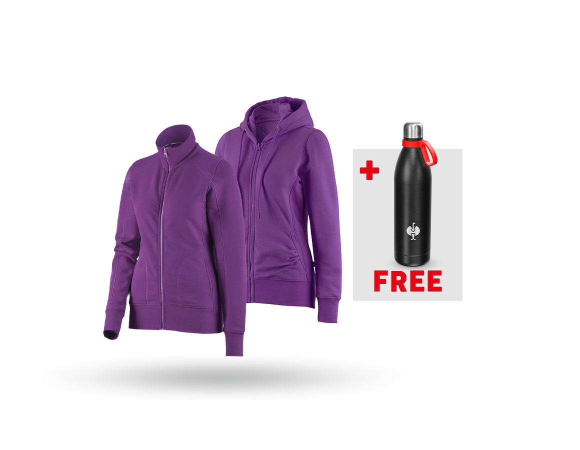 Clothing: SET: Sweat jacket + hoody sweat jacket, ladies' + violet