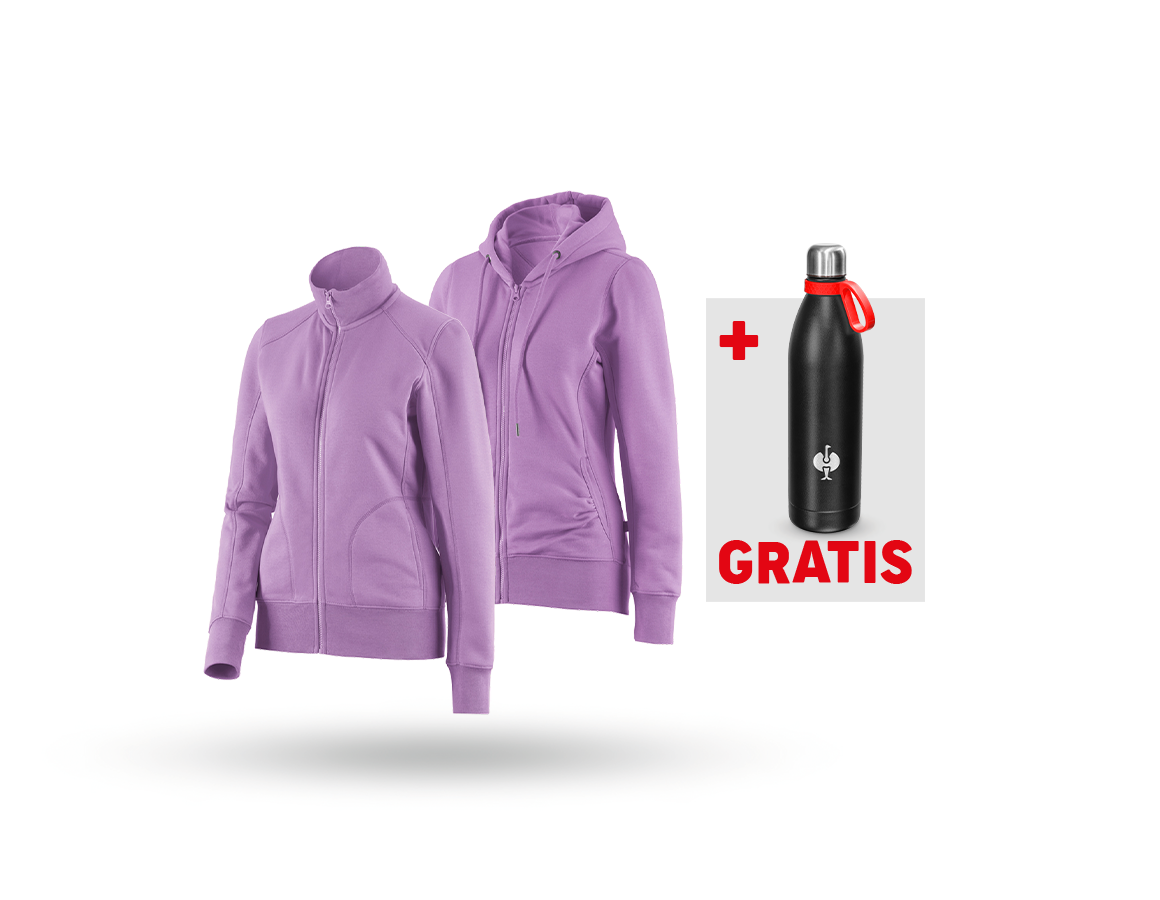 Bekleidung: SET: Sweatjacke + Hoody-Sweatjacke, Damen + lavendel