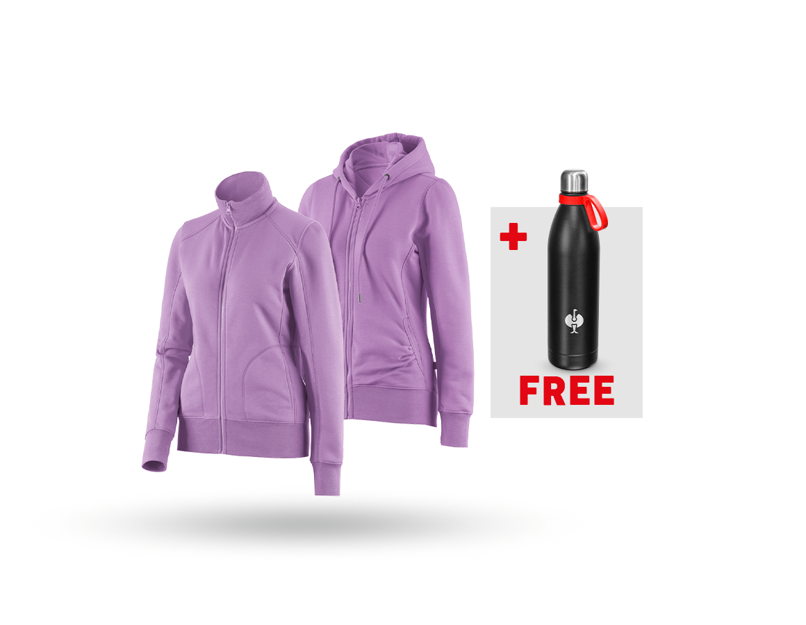 Clothing: SET: Sweat jacket + hoody sweat jacket, ladies' + lavender