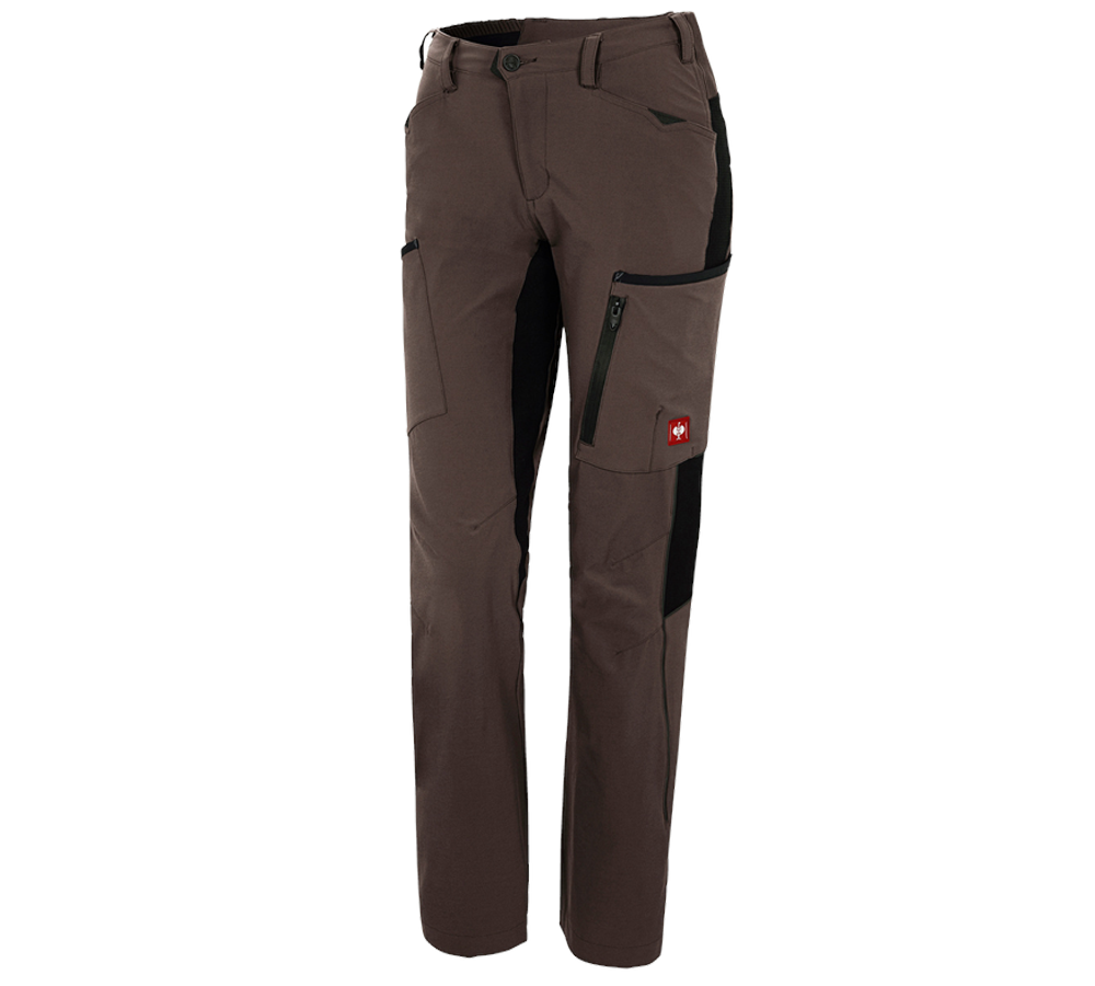 Work Trousers: Cargo trousers e.s.vision stretch, ladies' + chestnut/black
