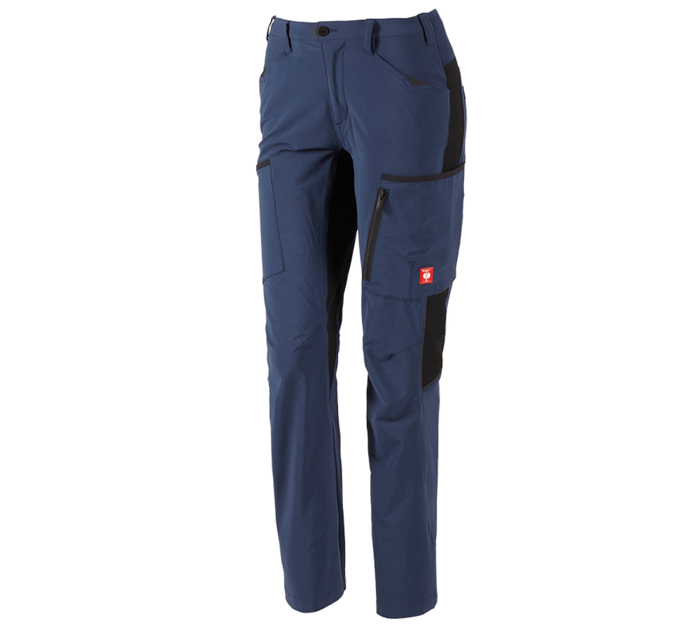 Work Trousers: Cargo trousers e.s.vision stretch, ladies' + deepblue