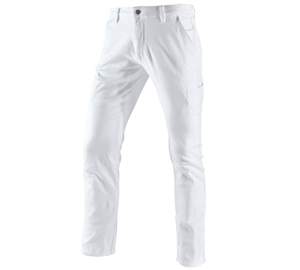 Pantalons de travail: e.s. Pantalon de travail Chino, hommes + blanc