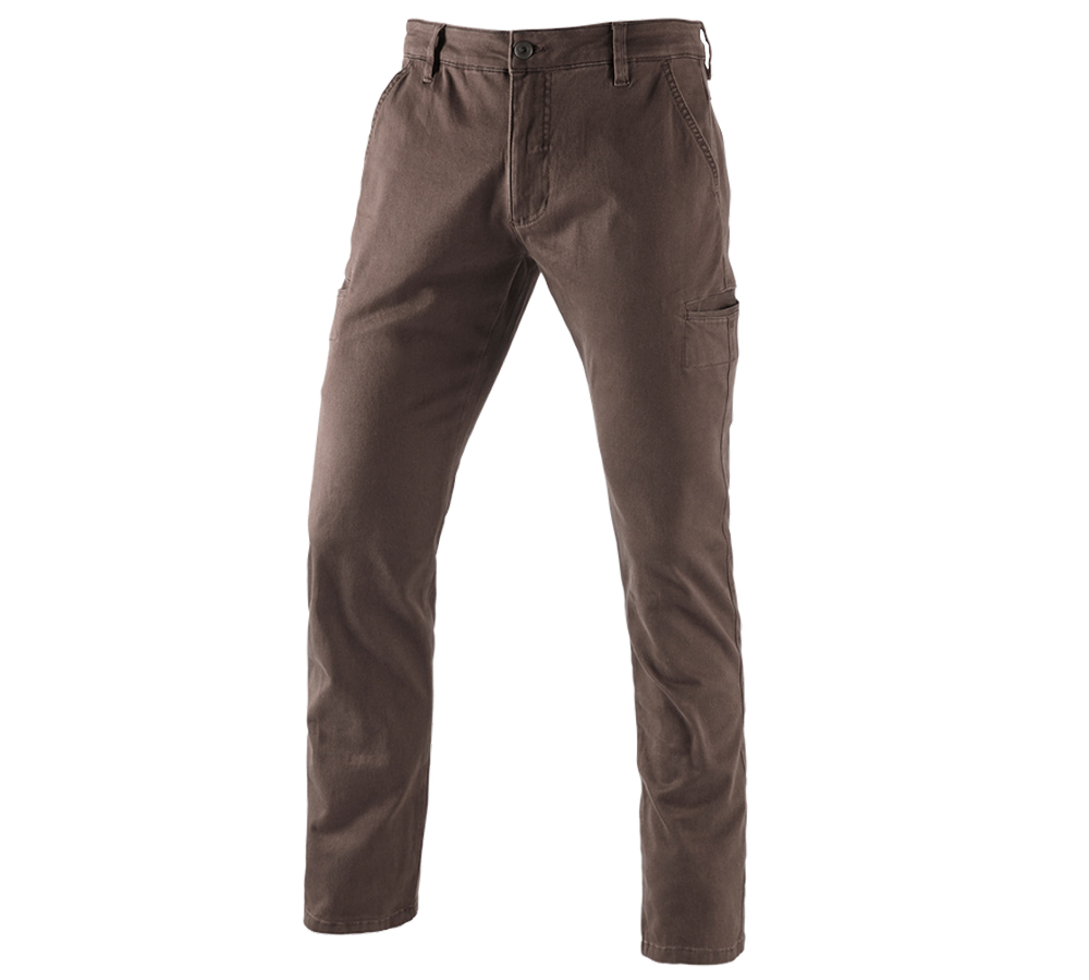 Pantalons de travail: e.s. Pantalon de travail Chino, hommes + marron