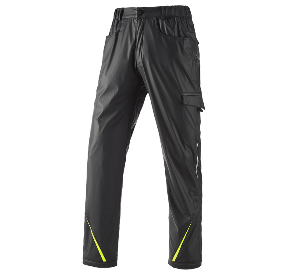 Work Trousers: Rain trousers e.s.motion 2020 superflex + black/high-vis yellow/high-vis orange
