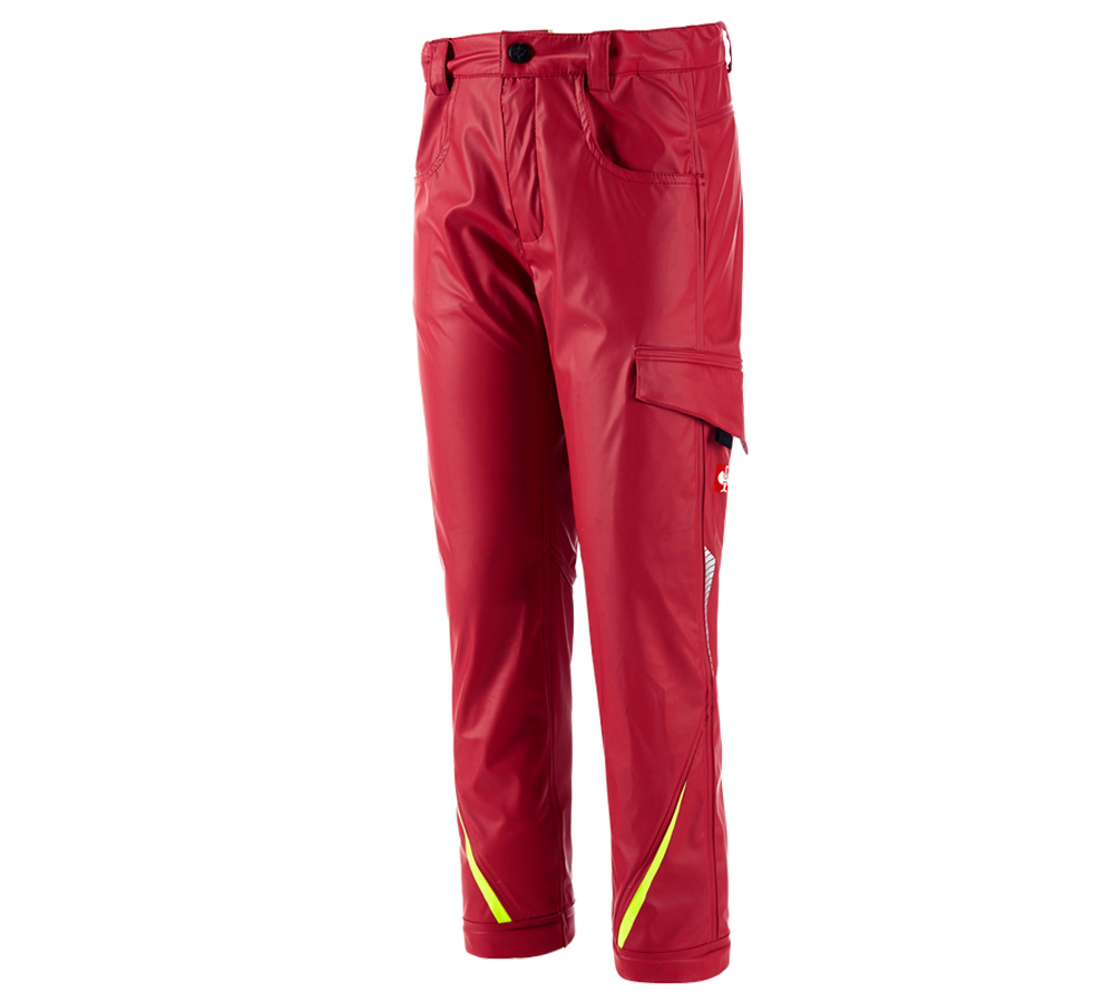 Trousers: Rain trousers e.s.motion 2020 superflex,children's + fiery red/high-vis yellow