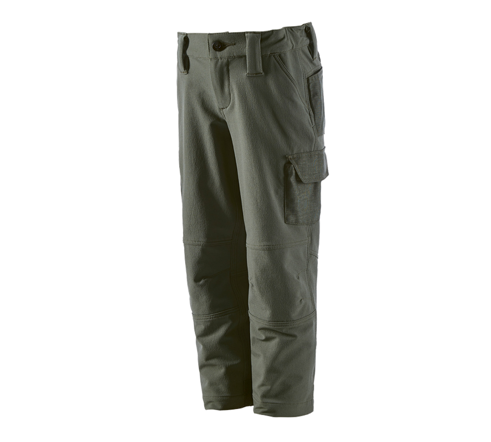 Trousers: Funct.cargo trousers e.s.dynashield solid,child. + thyme