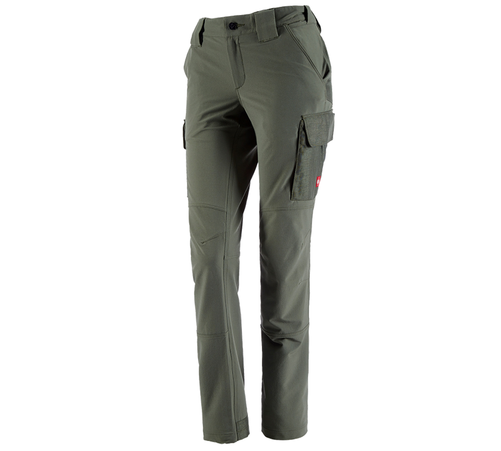 Work Trousers: Funct. cargo trousers e.s.dynashield solid, ladies + thyme
