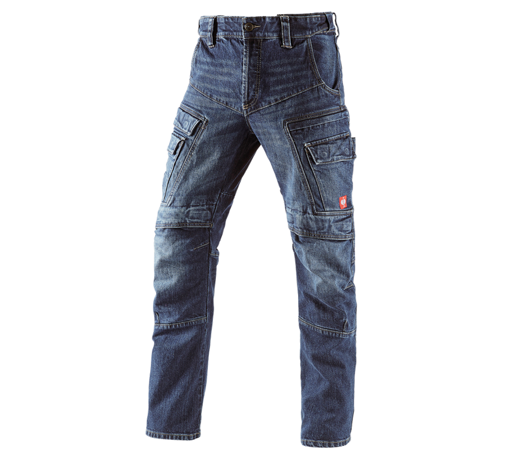 Pantalons de travail: e.s. Jeans de travail cargo POWERdenim + darkwashed