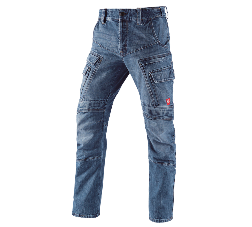 Herren Männer Cargo Jeans Kurz Hose Blau Cargohose Worker Jeanshose 