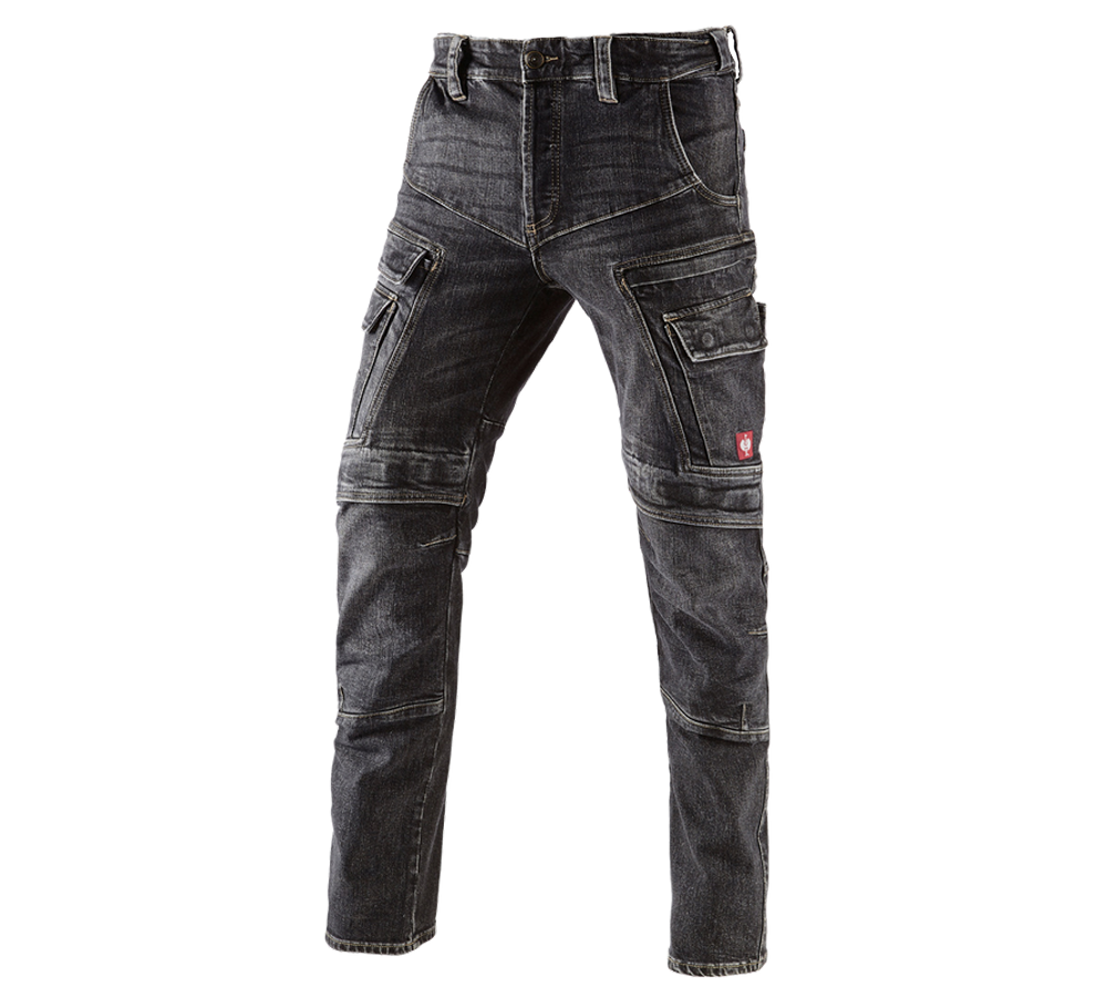 Pantalons de travail: e.s. Jeans de travail cargo POWERdenim + blackwashed