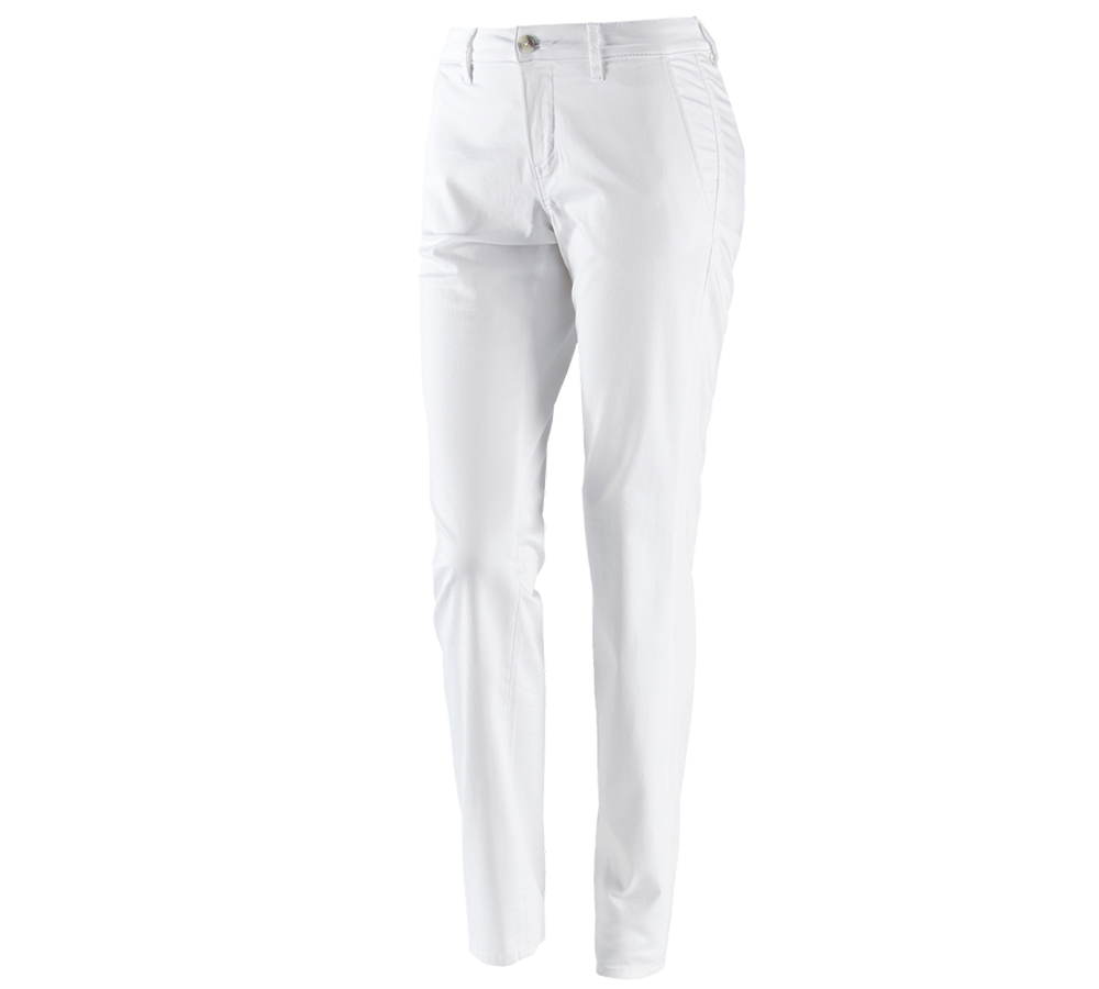 Pantalons de travail: e.s. Pantalon de travail à 5 poches Chino,femmes + blanc