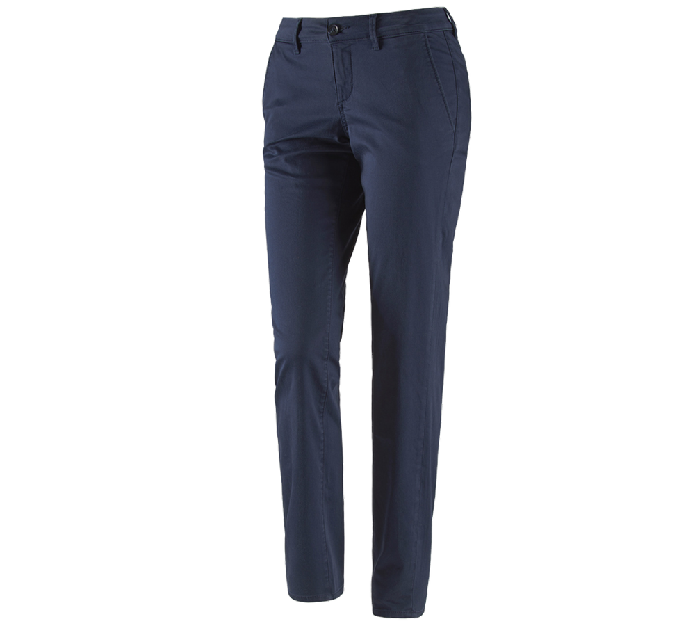 Pantalons de travail: e.s. Pantalon de travail à 5 poches Chino,femmes + bleu foncé