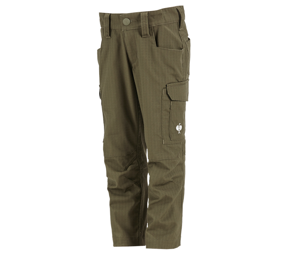 Trousers: Trousers e.s.concrete solid, children's + mudgreen