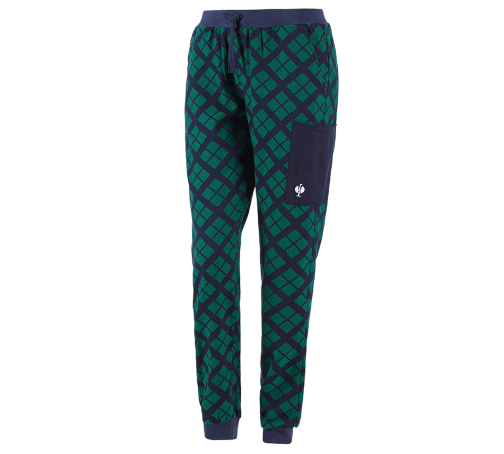 Accessories: e.s. Pyjamas Trousers, ladies' + pearlgreen checked