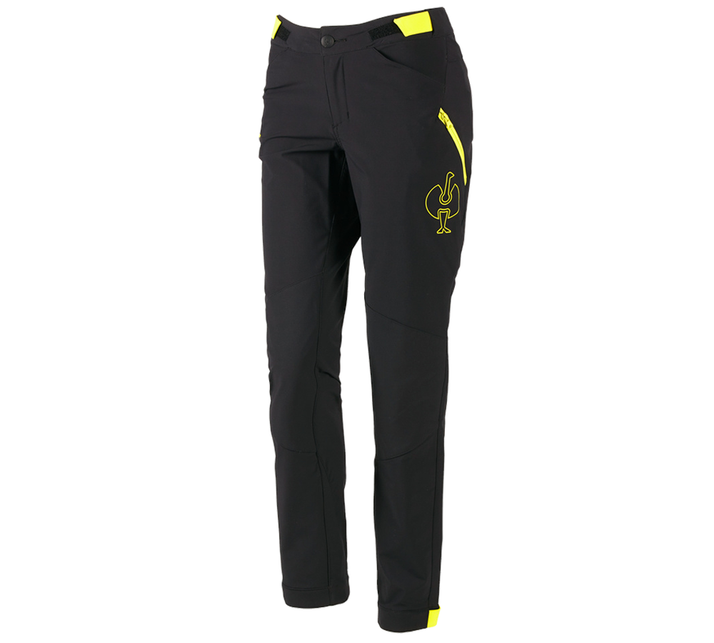 Pantalons de travail: Pantalon de fonction e.s.trail, femmes + noir/jaune acide
