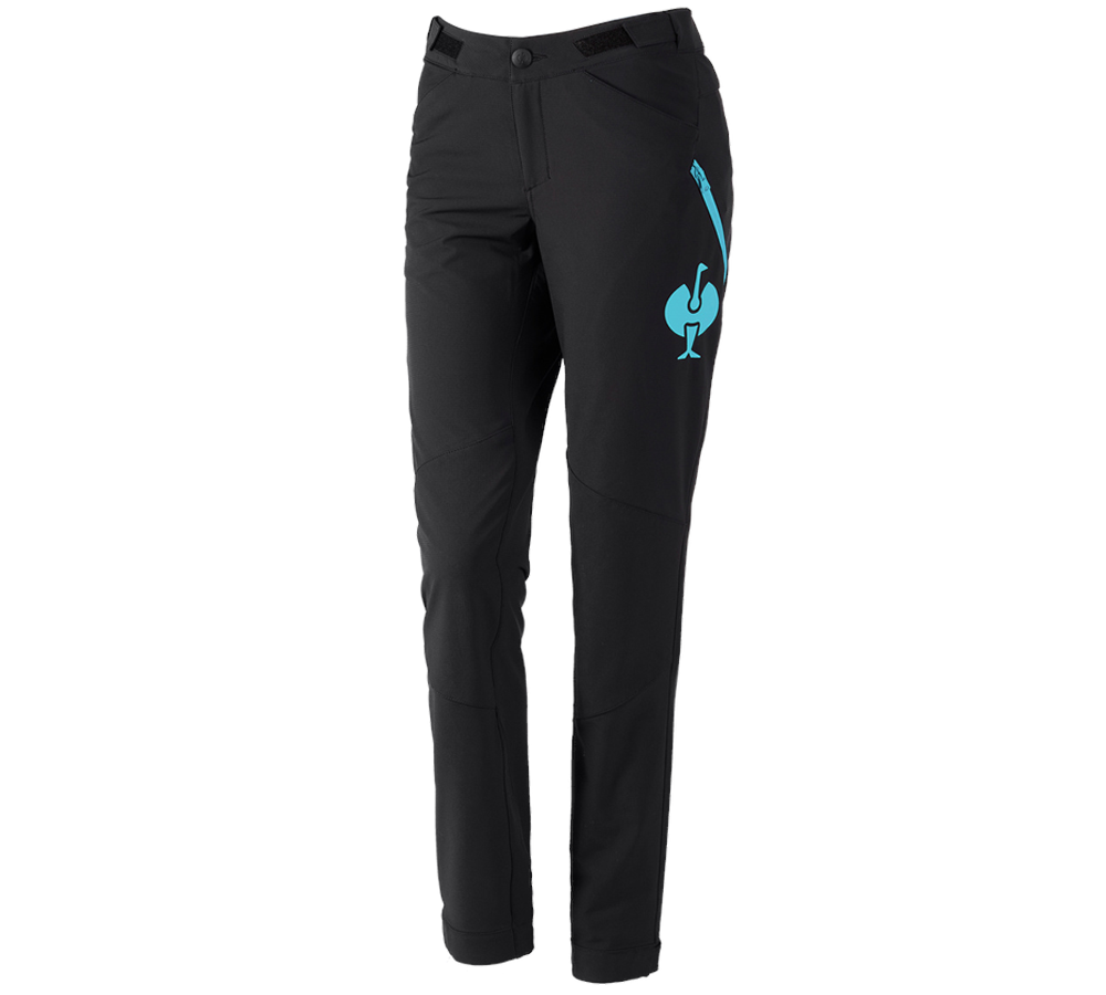 Clothing: Functional trousers e.s.trail, ladies' + black/lapisturquoise