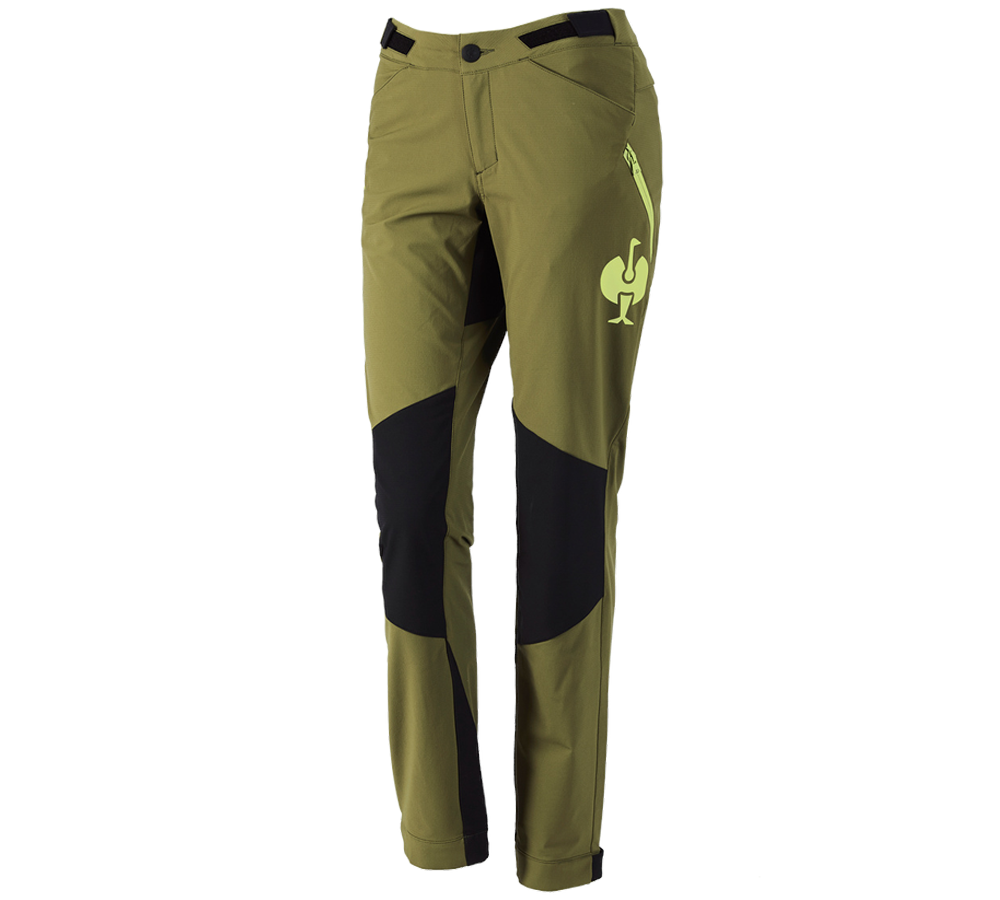 Pantalons de travail: Pantalon de fonction e.s.trail, femmes + vert genévrier/vert citron