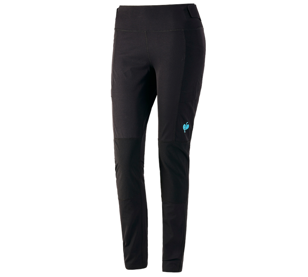 Clothing: Functional tights e.s.trail, ladies' + black/lapisturquoise