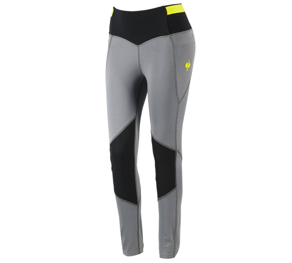 Work Trousers: Race tights e.s.trail, ladies' + basaltgrey/acid yellow