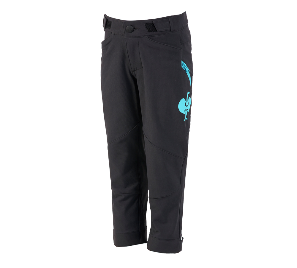 Clothing: Functional trousers e.s.trail, children's + black/lapisturquoise