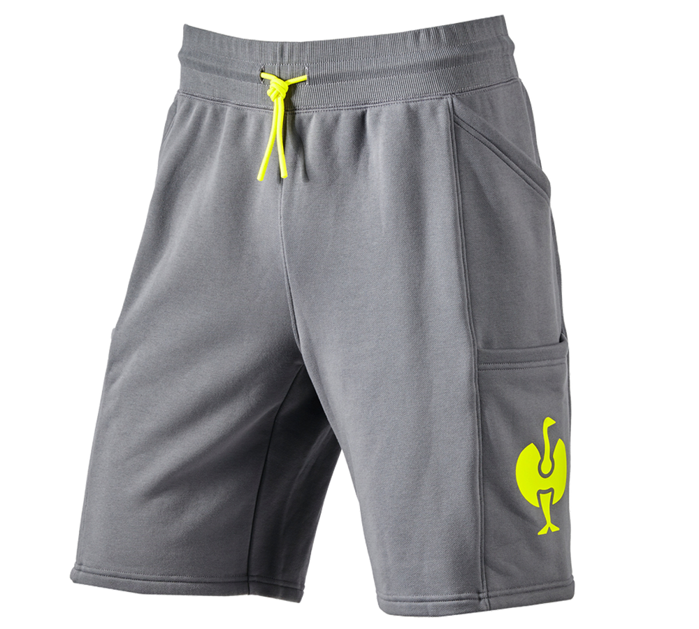 Work Trousers: Sweat short e.s.trail + basaltgrey/acid yellow