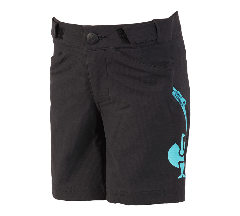 Clothing: Functional short e.s.trail, children's + black/lapisturquoise