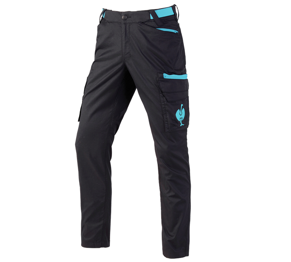 Work Trousers: Cargo trousers e.s.trail + black/lapisturquoise