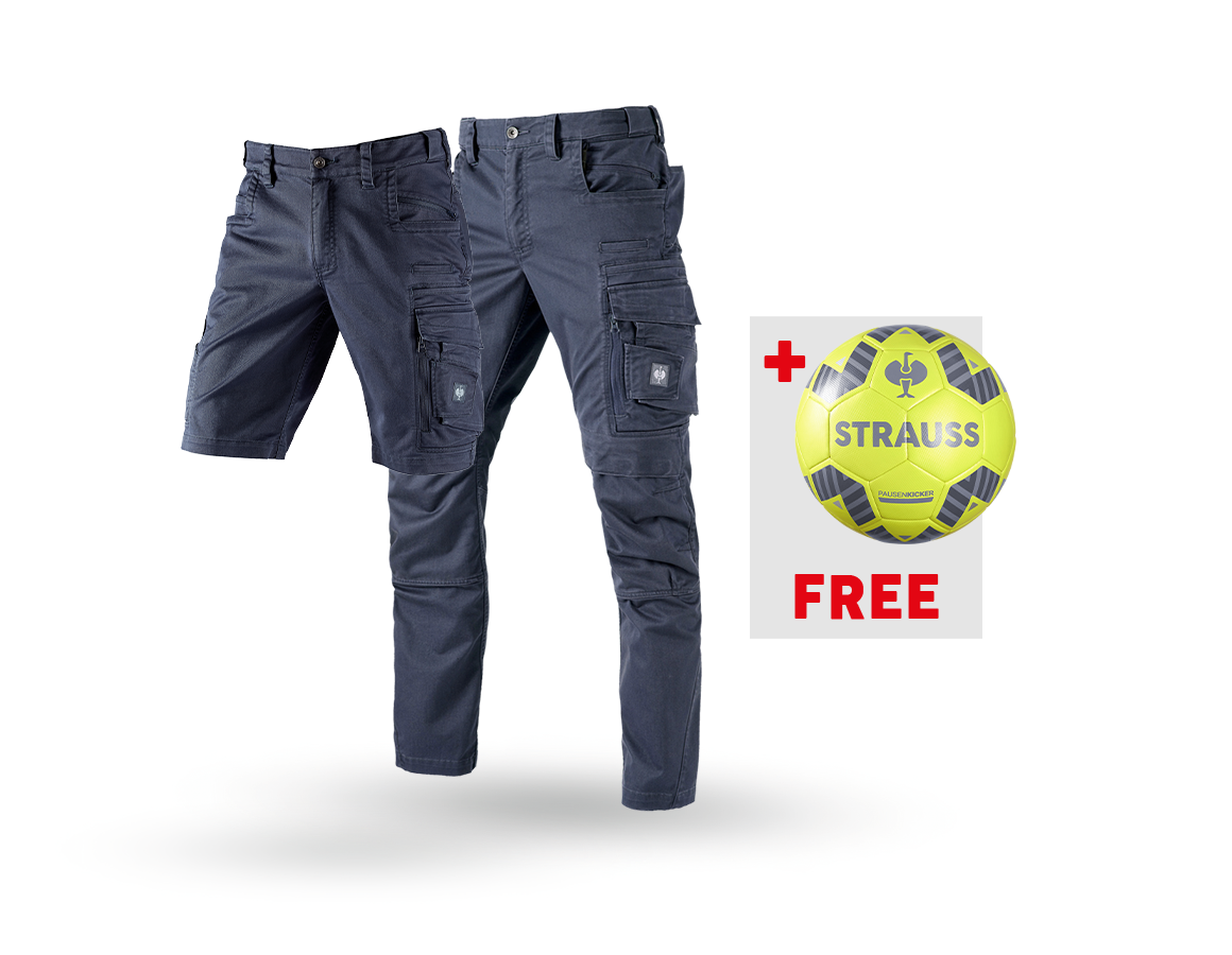 Clothing: SET: Trousers e.s.motion ten + shorts + football + slateblue
