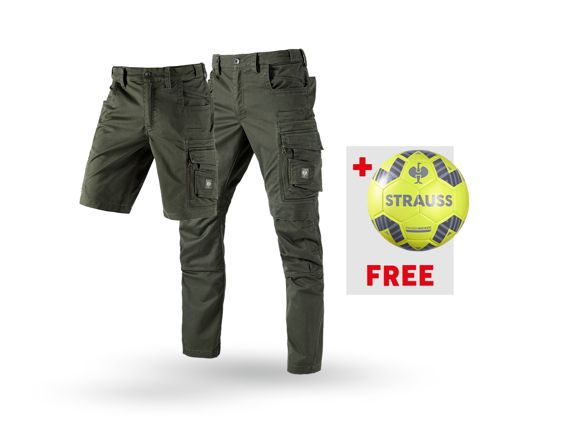 Clothing: SET: Trousers e.s.motion ten + shorts + football + disguisegreen
