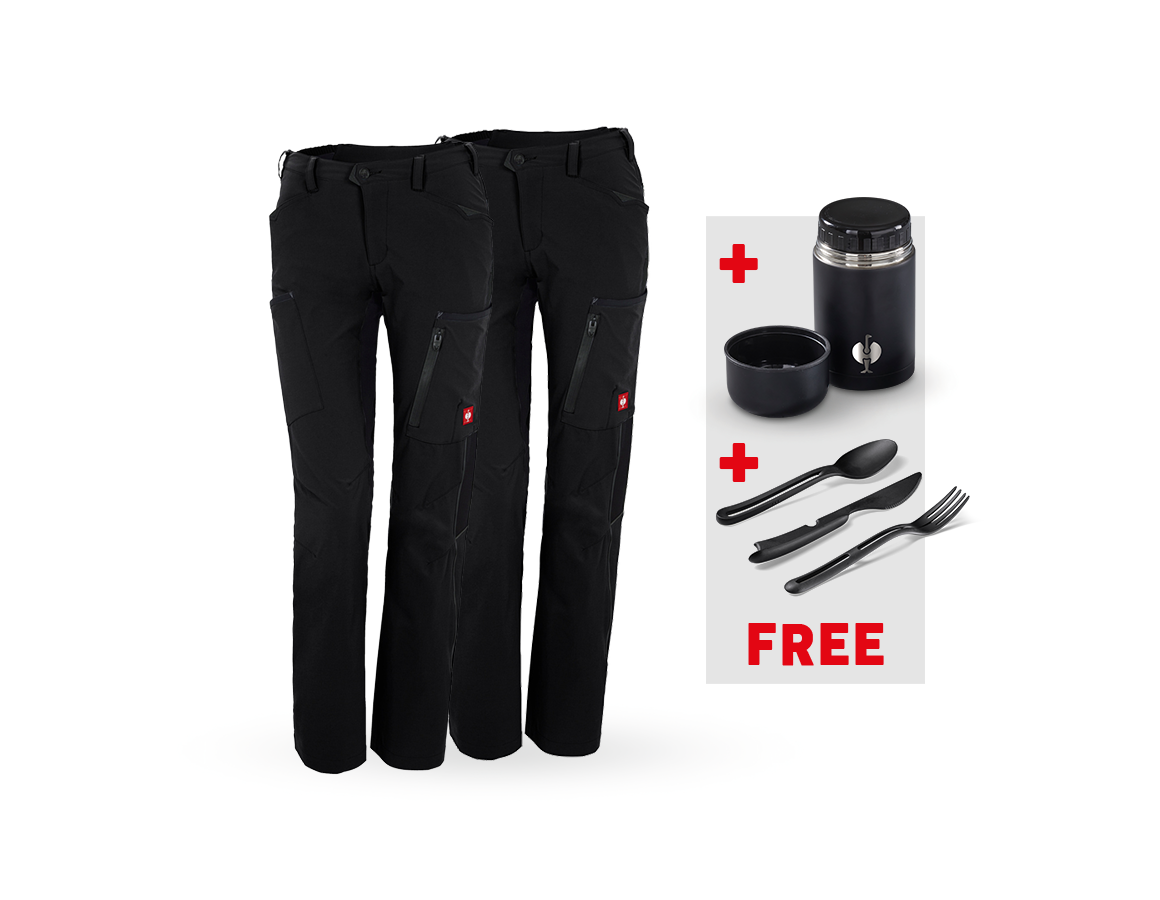 Christmas-Combo-Sets: SET: 2x Cargo trousers e.s.vision stretch, ladies' + black