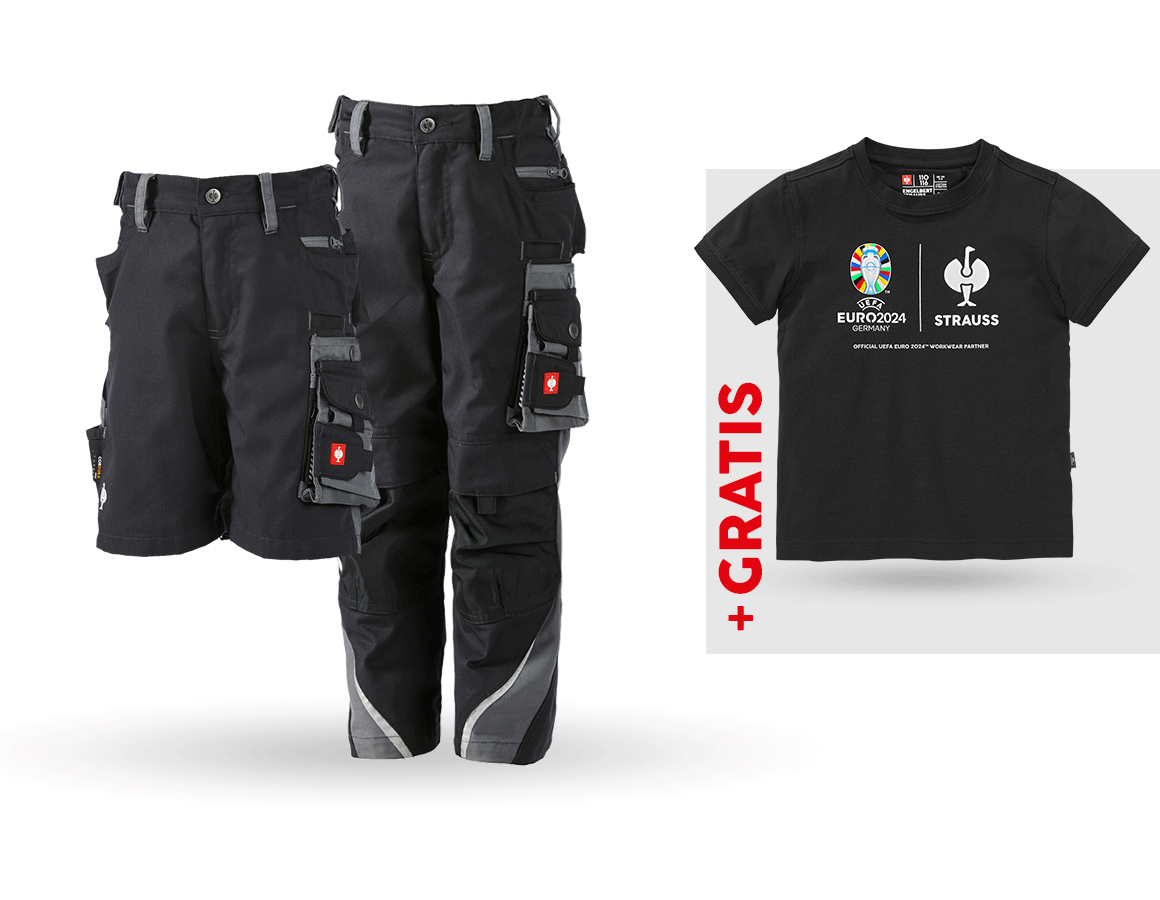 Bekleidung: SET: Kinder Bundhose + Short e.s.motion + Shirt + graphit/zement